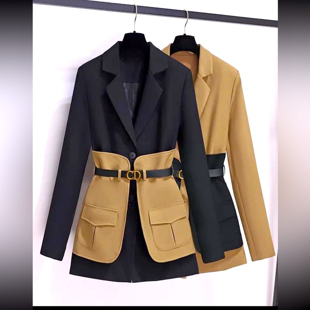 BLAZER UTILITY STYLE KAKHI & BLACK SIZE LARGE